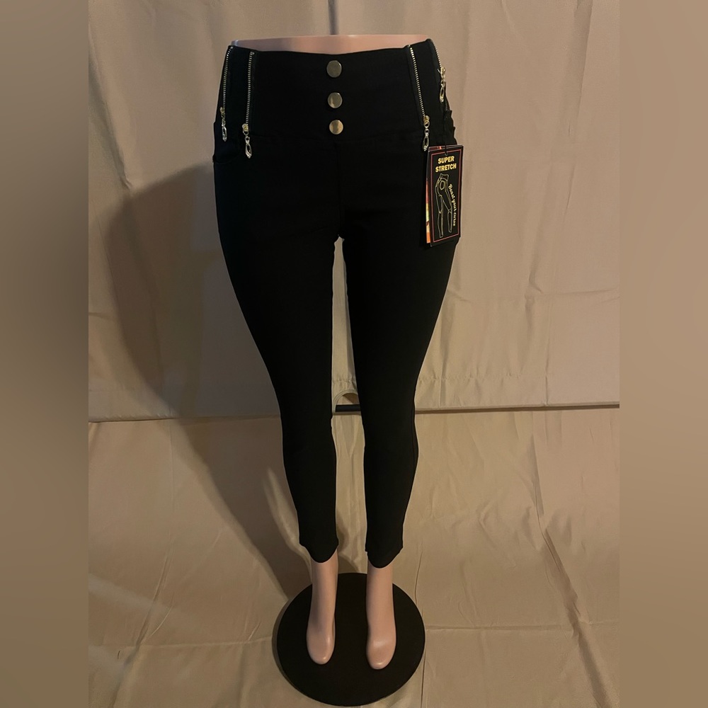 Indero Black Elactic Belly Pull On Super Stretch Jeggings Jean pants
